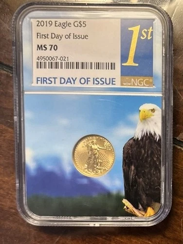 U.S. Mint American Eagle Gold 1/10 oz NGC MS 70 2019 First Day of Issue