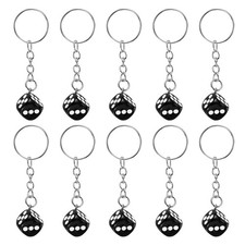 10Pcs Resin Lucky Dice Keychain Charm Keyrings with Pendants, Black