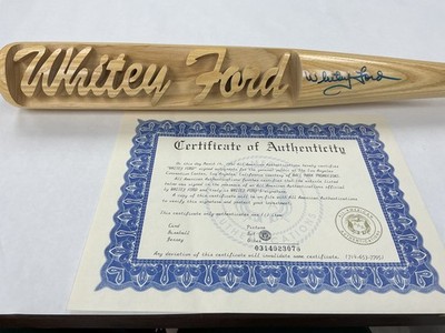Whitey Ford Autographed Engraved Bat with All-American/Tristar COA