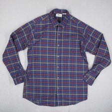 Vintage REI Mens Tall L Plaid Flannel Shirt Blue Button Down Made in USA