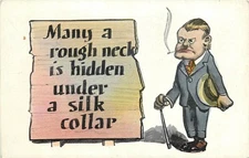 1920s Roughneck man silk collar comic humor artist impression Postcard 25-6119