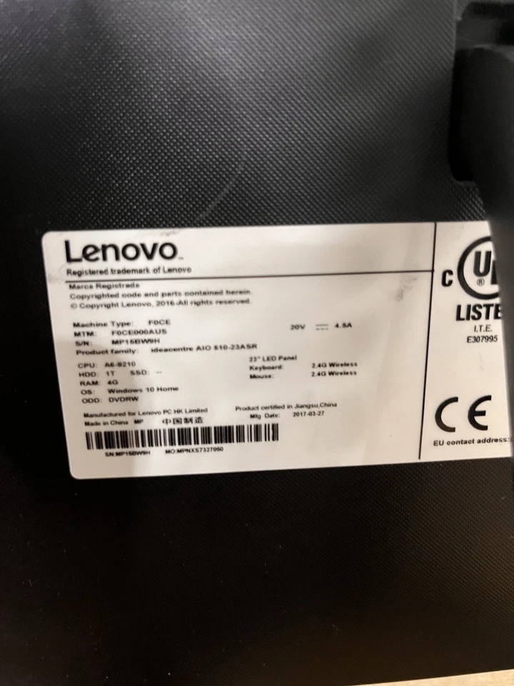Lenovo IdeaCentre AIO 510-23ASR – 23” Touch, AMD A6, 4GB RAM, 500 Hdd - Image 2 of 4