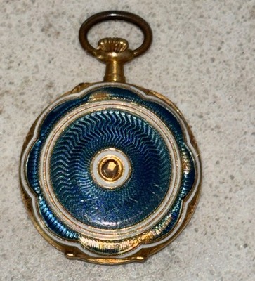 Antique  18K 1856 Eug. Bornand Ste Croix POCKET WATCH, Signed -Guilloche enamel