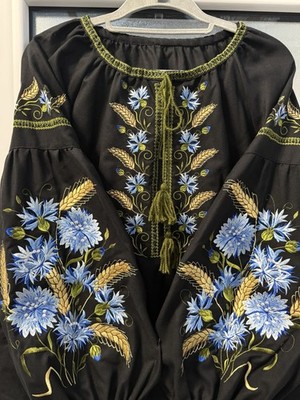 Damenbluse Neu Vyshyvanka Stickerei Вишиванка Folklore Boho-Still Gr.xxl