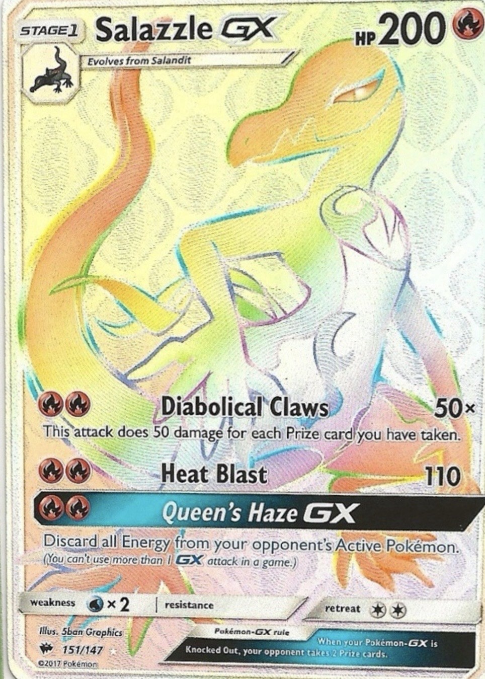 Salazzle GX (Secret) SM - Burning Shadows #151 (2017) Holo NM Pokemon