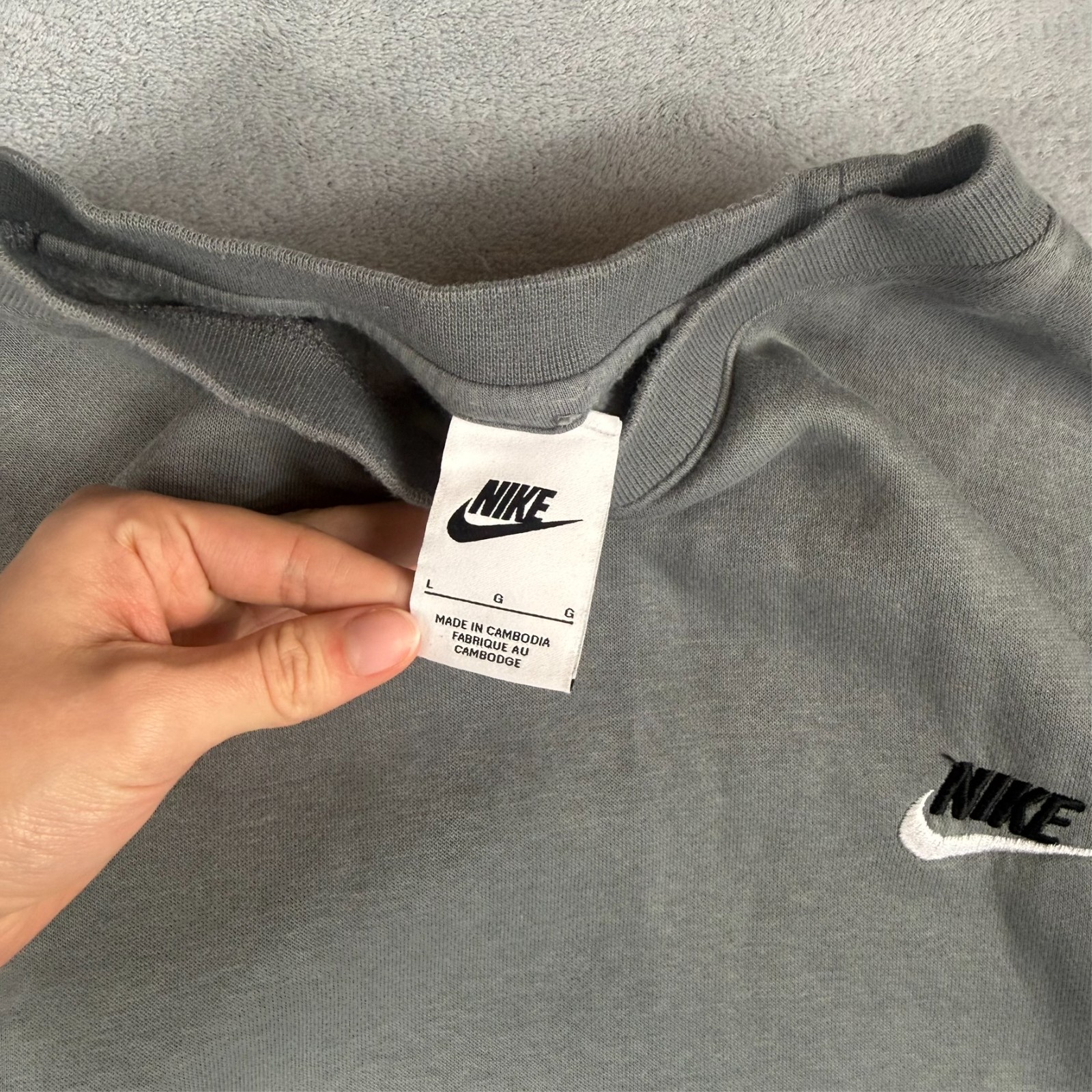 Vintage Nike Club Grey Swoosh Heavyweight Size Large Pullover Sweatshirt image 5