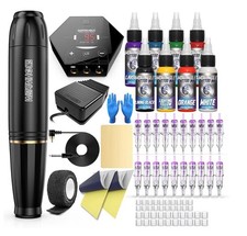 Complete 58-Piece Tattoo Gun Kit  Rotary Pen for Beginners - Water Resistant