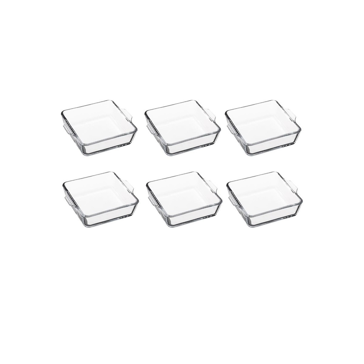 Lot de 6 Mini-Plats Carrés en Verre 15cm pour Portions Individuelles et Régime