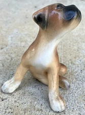 Hagen Renaker Boxer Puppy DUKE Matte & Glossy with Sticker 1955