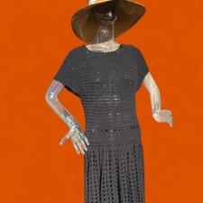 36Black crochet dress with a drop waist