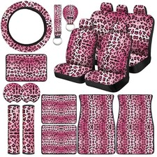19 Pcs Leopard Print Printing Car Seat Cover Full Setcar Steering Wheel Cover 19 Pcs Leopard Print Printing Car Seat Cover Full Setcar Steering Wheel Cover