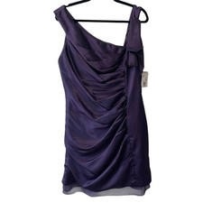 White by Vera Wang Sleeveless Side Asymetrical Satin and Chiffon Dress Purple 14