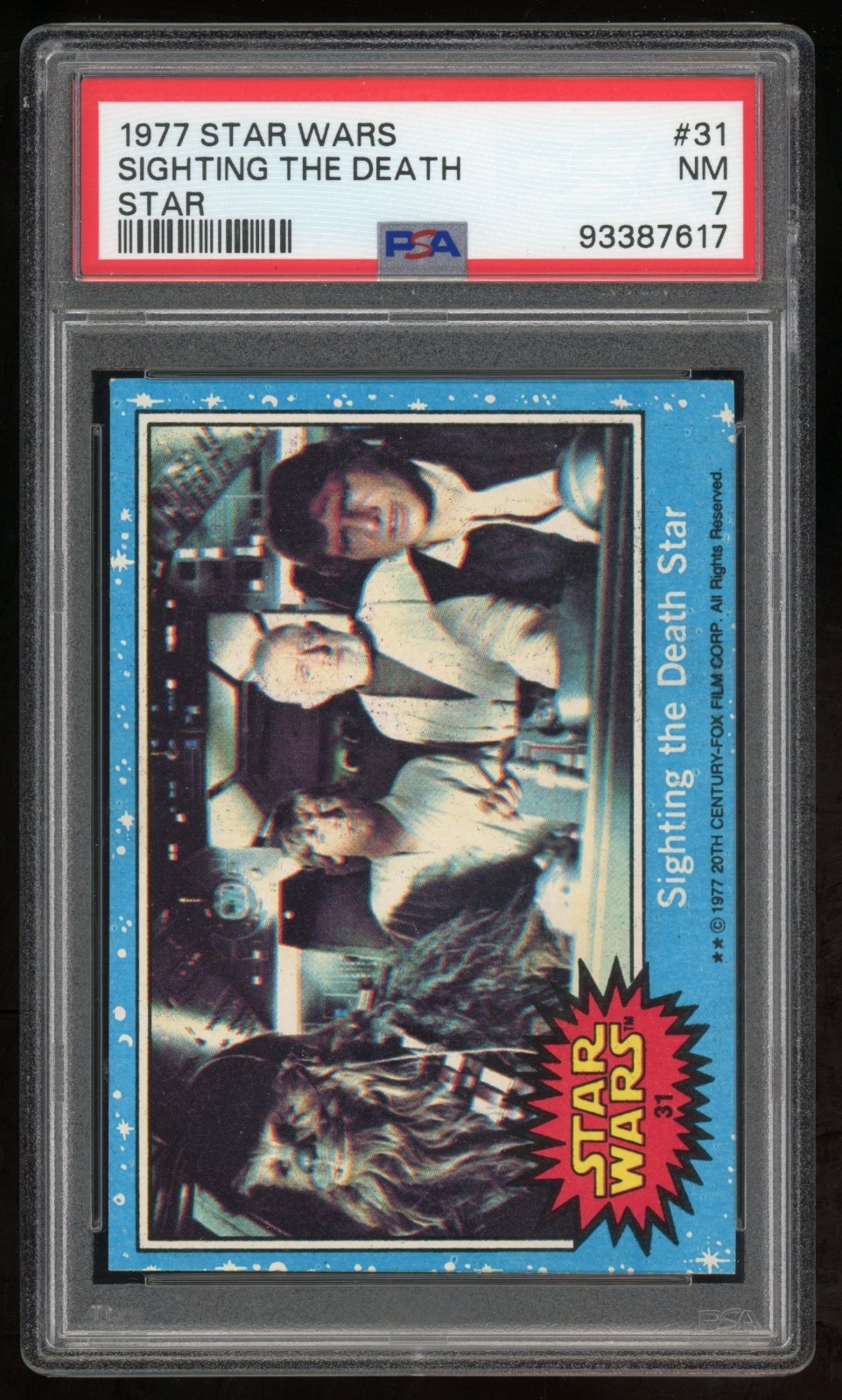 1977 Topps Star Wars Trading Card #31 Sighting The Death Star 1st Series PSA 7