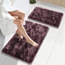 Bathroom Rug Set 2 Piece, Luxury Shaggy Bath Mat Set with Non Slip Backing,