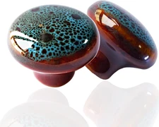 Vintage Round Cabinet Knobs Glazed Ceramic Round Knobs for Dresser Drawer, Antiq