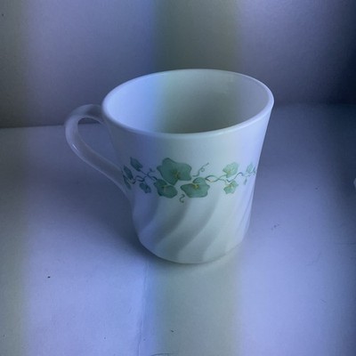 1 Clean Corning Corelle Callaway Green Ivy Coffee Tea Cups Mugs White Swirl