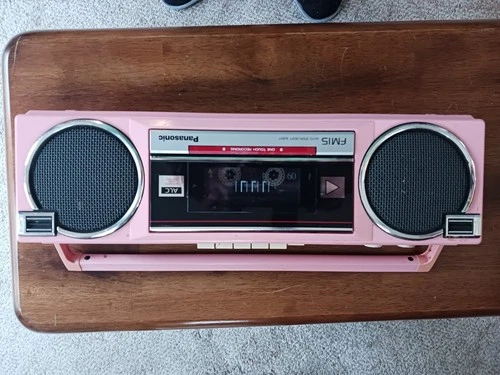 Vintage PINK ! 1980S PANASONIC RX-FM15 CASSETTE AM/FM Boom Box Radio Works!