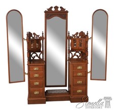 F75064: Rare Victorian Triple Mirror Oak Dressing Vanity