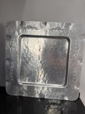 Vintage Intaglio Design Forged Aluminum Grapevine Serving Tray Platter by EMPC