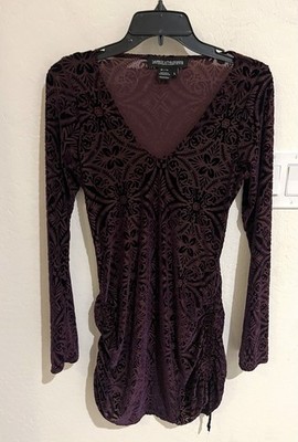 Warrior Within Designs Echo Cinch Dress Maroon Burnout Velvet L Y2K Whimsigoth