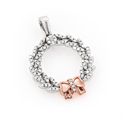 Damen Gold Diamant Weihnachten Riff Anhänger Charm 0,18ct 10K Gold