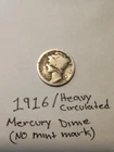 1916 Mercury Silver Dime💰90% Silver| No Mint Mark| Heavy Circulation| Vintage🪙