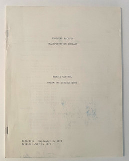 1975 SOUTHERN PACIFIC RAILROAD REMOTE CONTROL OPERATING INSTRUCTIONS (LOCOTROL)