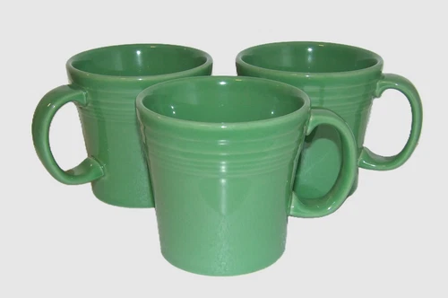 Set of 3 Fiesta HLC USA Meadow Green Ceramic Tapered Coffee Mugs 15oz - EUC