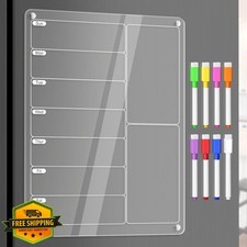 Magnetic Meal Planner Board Fridge w/ Markers Dry Erase Calendar
