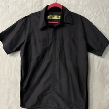 Red Kap Black Short Sleeve Mechanic Shirt Men's Medium Polyester Automotive