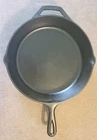 Vintage LODGE 10SK Cast Iron Skillet 12" Frying Pan Double Hand Pour USA