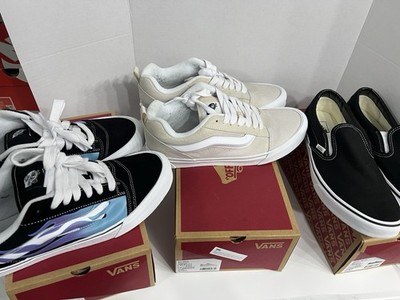 Vans Lot 3 Pair For 1 Price, 2 Knu Skool, & 1 Slip On Vans. Knu-Skool Blue Flame