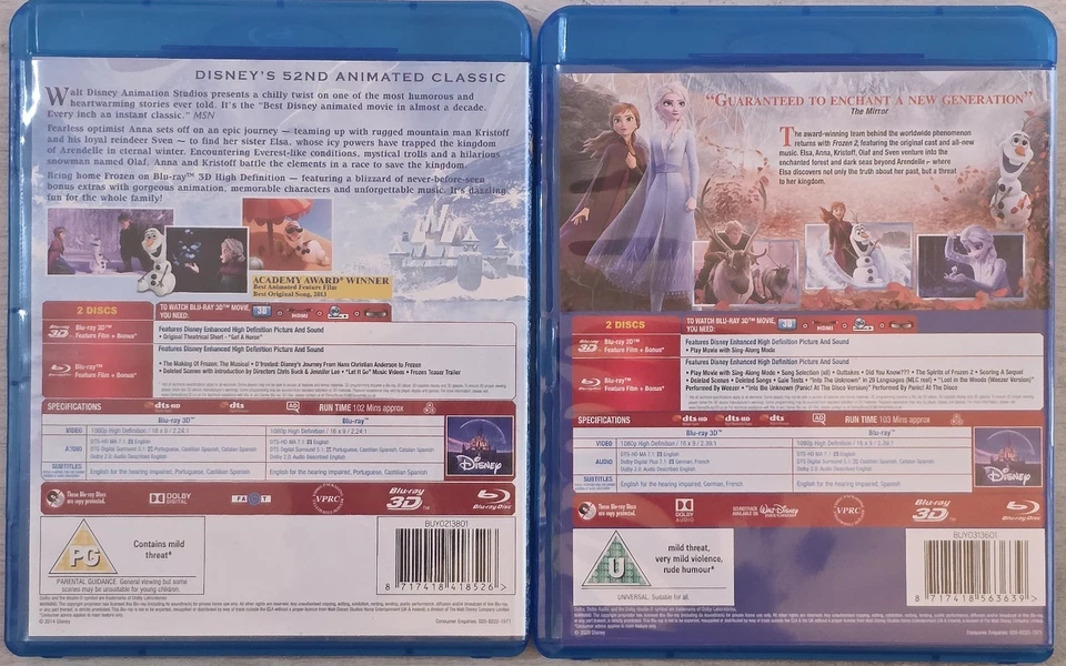 Disney Frozen I & II - 3D & 2D Blu-Ray 2 Disc x 2 - Image 2 of 2