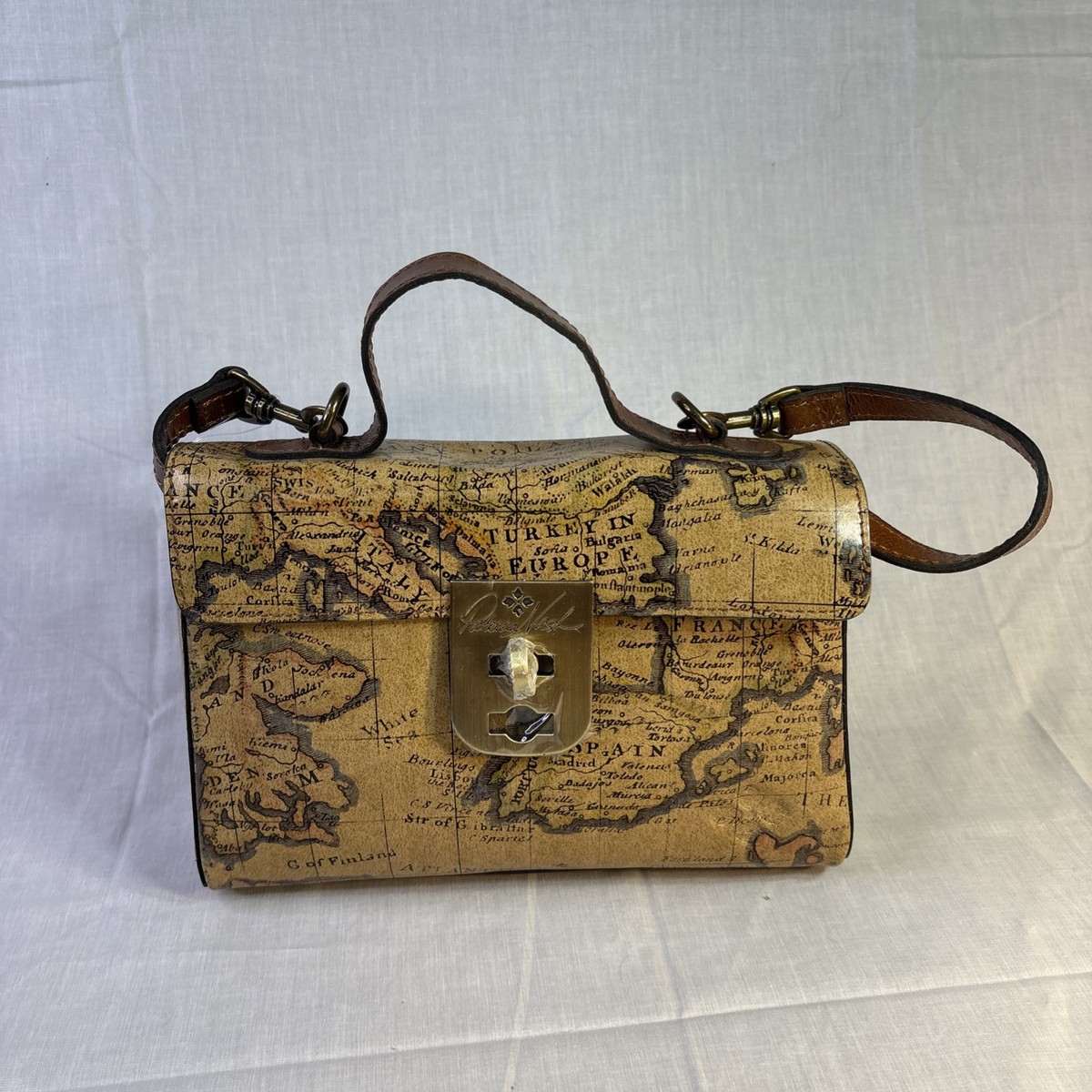 PATRICIA NASH ARLINGTON EUROPEAN MAP LEATHER SATCHEL  display picture 1