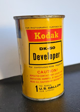 KODAK. DK-50 DEVELOPER TO MAKE 1 U.S. GALLON. UNOPENED ADVERTISING TIN