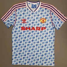 Manchester United Blue, M 1990-1992 Adidas Football Shirt Snowflake 2017 Reissue