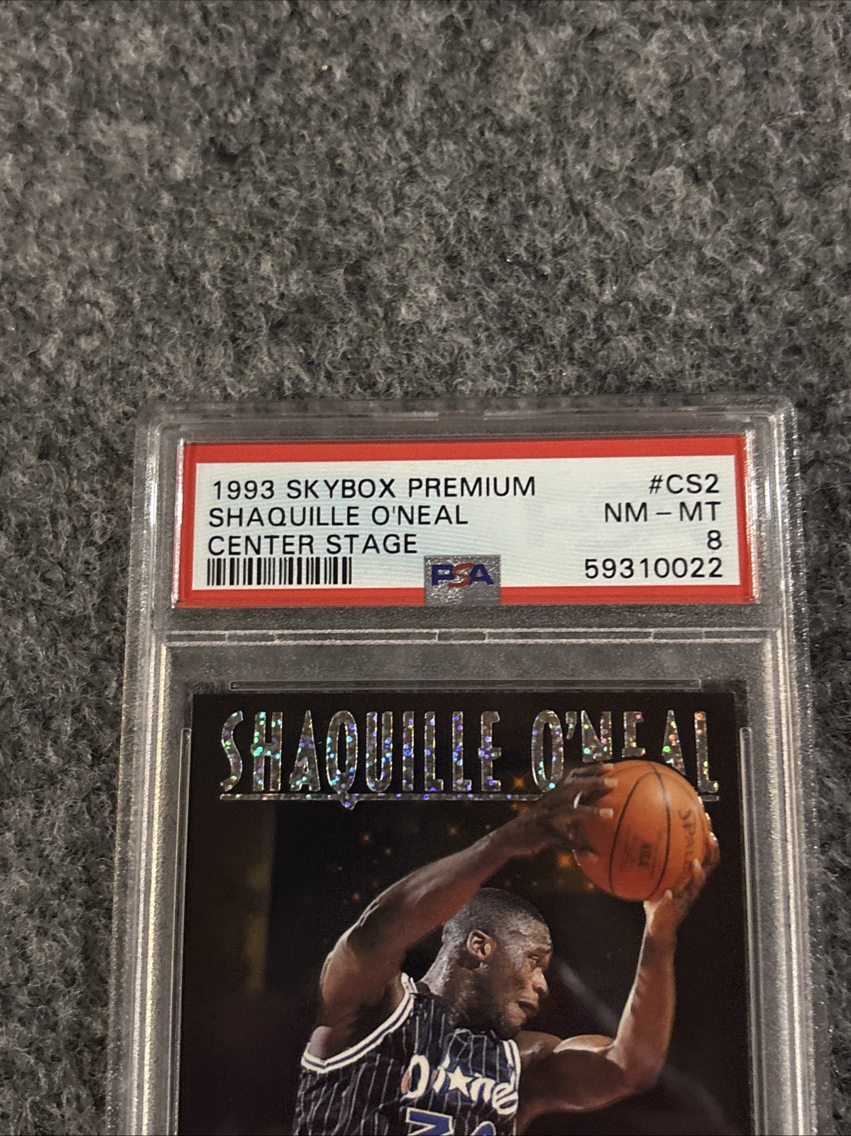 1993 SKYBOX PREMIUM SHAQUILLE O NEAL #CS2 CENTER STAGE HOF MAGIC PSA 8 NM-MT view 4