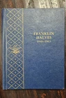 35 FRANKLIN HALF DOLLARS, 1948-1963 in Whitman case. Complete set.  90% Silver