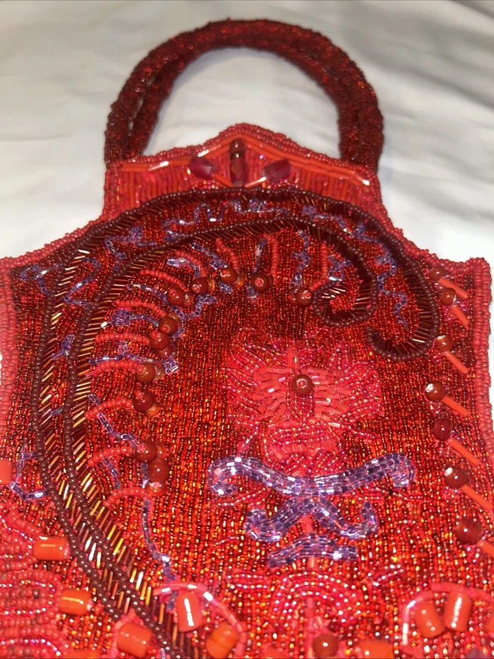Vintage Chista New York Purse Red Beaded And Smaller Purse Unknown Brand - Image 4 of 4