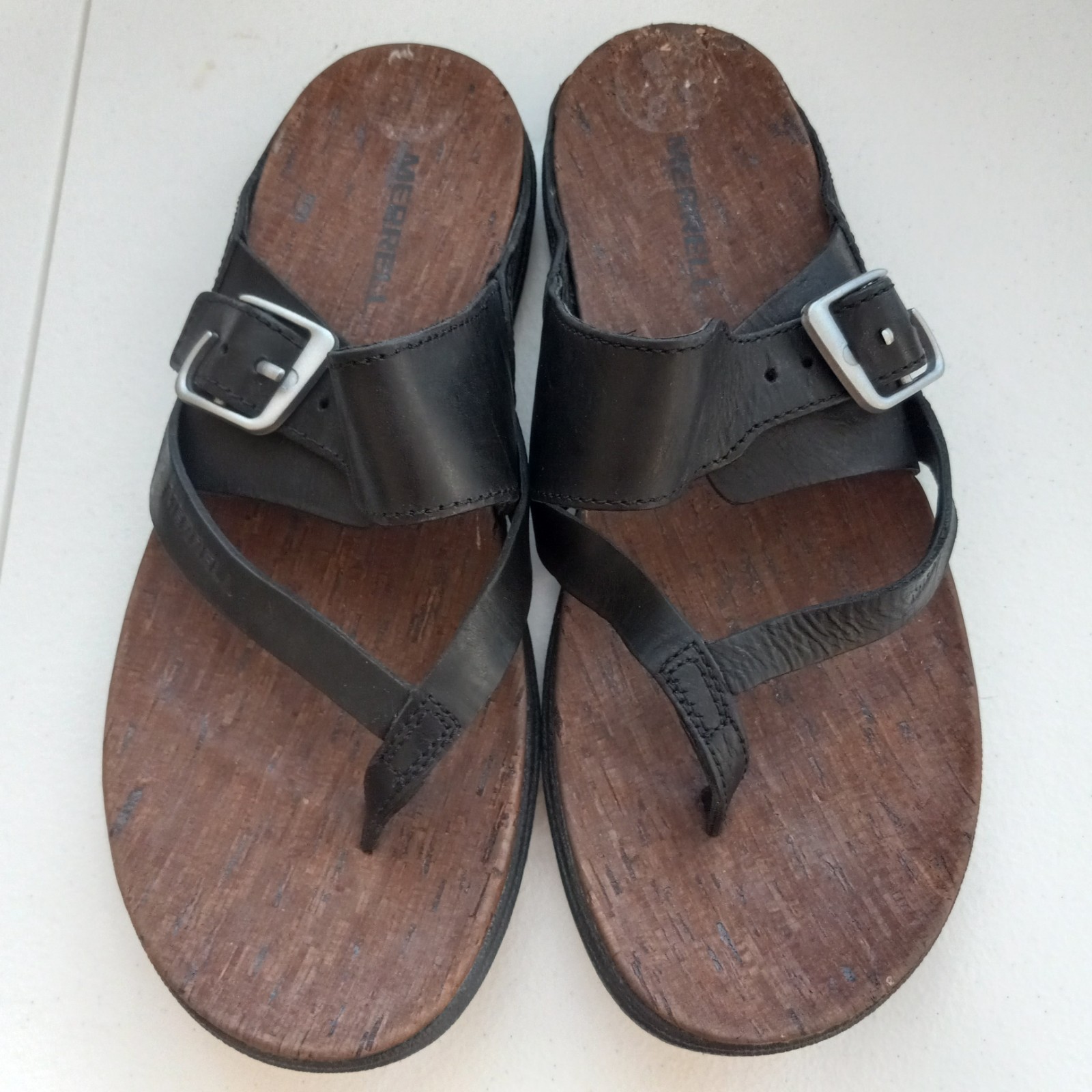 MERRELL Select Grip Sandali donna neri in pelle con tanga comodi per tutti i giorni 6 M