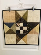 Handmade quilted square table topper autumn/fall theme Lone Star Reversible