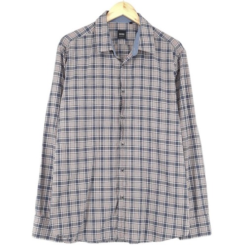 Camisa De Hombre Hugo Boss De Manga Larga A Cuadros Multicolor XK2 Talla XL