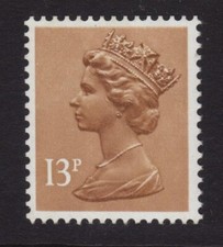 X900 U218d 13p Chestnut 4mm CENTRE BAND NEW PHOSPHOR INK Unmounted Mint Machin.