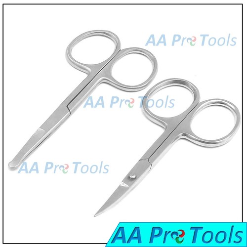 2-PCs Facial Hair Scissors For Men Beard Mustache Nose Hair Trimming - Picture 2 of 2