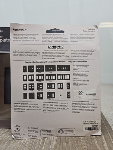 AMERELLE Ansley 2 Gang Rocker Metal Wall Plate -Brushed Nickel- New 2pack - Picture 3 of 3