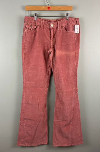 NWT True Religion Vintage Women's 32 Joey Twisted Leg Corduroy Pink Cameo Pants