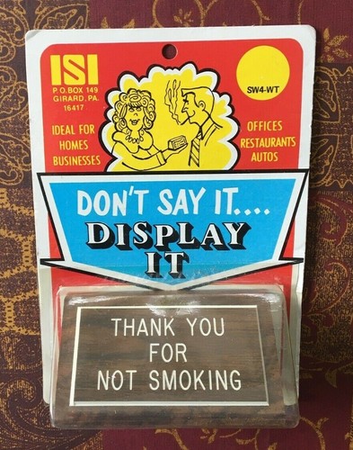 No Smoking Signs (2), ISI, Engraved, Desktop & Wall Mount Plastic, New in Box - Picture 2 of 5