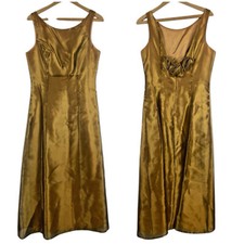 Alex Evenings Formal Evening Gown Dress Metallic Gold Whimsigoth 90s Y2K Prom 12