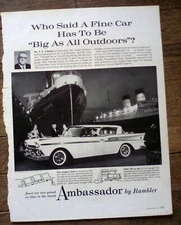 1959 AMC Ambassador Rambler V8 S.S. Liberte Flagship Print Ad 10 x 13