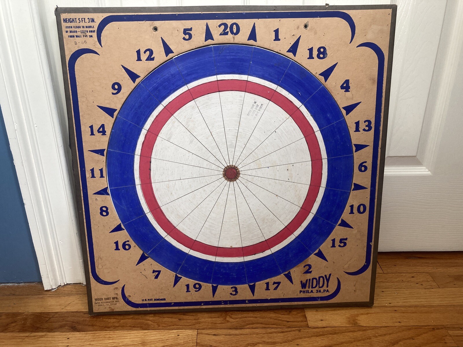Vintage Rare 1986 Widdy Wood Cork Dartboard Dart Made In USA American